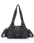 Buckle-Detail Convertible Multi-Pocket Shoulder Bag