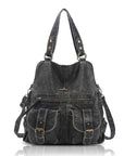 Utility Multi-Pocket PU Hobo Shoulder Bag