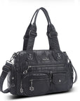 Moto Multi-Zip Shoulder Bag with Wide Handles
