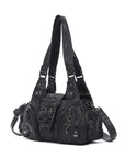 Buckle-Detail Convertible Multi-Pocket Shoulder Bag