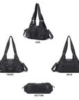 Buckle-Detail Convertible Multi-Pocket Shoulder Bag