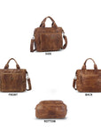 Vintage Washed PU Front-Pocket Satchel Bag