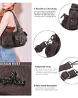Vintage Studded Multi-Pocket PU Shoulder Bag
