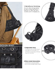 Buckle-Detail Convertible Multi-Pocket Shoulder Bag
