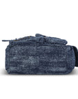 Washed Denim Multi-Pocket Satchel Bag