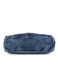 Textured Denim Crescent Shoulder Bag