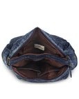 Washed Denim Multi-Pocket Satchel Bag