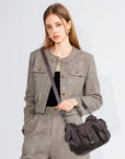 Vintage Studded Multi-Pocket PU Shoulder Bag