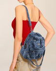Convertible Denim Mini Backpack Purse