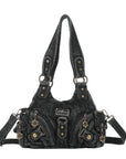 Moto Multi-Pocket Shoulder Bag with Leopard-Print Panels
