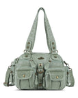 Washed Utility Multi-Pocket Shoulder Bag