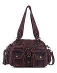 Washed Utility Multi-Pocket Shoulder Bag