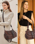 Y2K Washed Multi-Pocket Crescent Hobo Bag