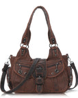 Y2K Washed Multi-Pocket Crescent Hobo Bag