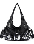 Tie-Dye Moto Multi-Pocket Hobo Shoulder Bag