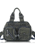 Vintage Multi-Pocket Twin-Handle Satchel Tote Bag