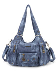 PU leather women's shoulder bag with tie-dye wash water-Angelkiss Bag