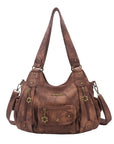 PU leather women's shoulder bag with tie-dye wash water-Angelkiss Bag