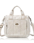 Vintage Washed PU Front-Pocket Satchel Bag