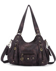 PU leather women's shoulder bag with tie-dye wash water-Angelkiss Bag