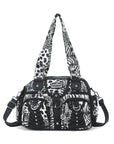 Rock-Chic Leopard Print Studded Multi-Pocket Shoulder Bag