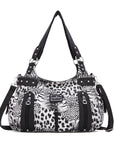 Leopard Contrast-Panel Slouchy Shoulder Tote Bag