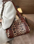 Leopard Print Shopper Shoulder Bag with Detachable Strap