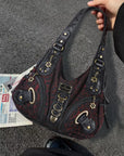 Leopard Multi-Pocket Hobo Shoulder Bag