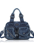 Vintage Multi-Pocket Twin-Handle Satchel Tote Bag