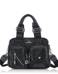 Vintage Multi-Pocket Twin-Handle Satchel Tote Bag