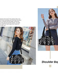Rock-Chic Leopard Print Studded Multi-Pocket Shoulder Bag