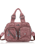 Vintage Multi-Pocket Twin-Handle Satchel Tote Bag