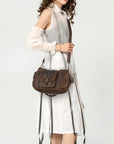 Soft-Structured Biker Shoulder Bag with Curved Panels