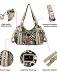 Leopard Contrast-Panel Slouchy Shoulder Tote Bag