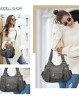 Vintage Multi-Pocket Crescent Hobo Bag