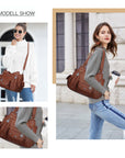 Vintage Multi-Pocket Crescent Hobo Bag