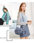 PU leather women's shoulder bag with tie-dye wash water-Angelkiss Bag
