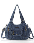 Vintage Multi-Pocket Crescent Hobo Bag
