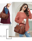 Vintage Multi-Pocket Crescent Hobo Bag