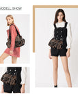 Leopard print wash PU leather women's shoulder bag tote bag-Angelkiss Bag