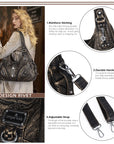 Vintage Y2K Solid-Colour Moto Multi-Pocket Hobo Shoulder Bag