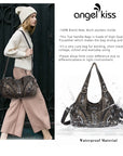 Vintage Y2K Solid-Colour Moto Multi-Pocket Hobo Shoulder Bag