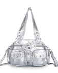 Washed Utility Multi-Pocket Shoulder Bag
