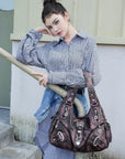 Tie-Dye Moto Multi-Pocket Hobo Shoulder Bag