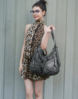 Vintage Multi-Zip Biker Hobo Shoulder Bag