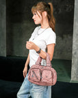 Vintage Multi-Pocket Twin-Handle Satchel Tote Bag