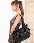 Utility-Inspired Multi-Pocket PU Tote Bag