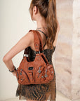 Moto-Style Zip-Detail Multi-Pocket Shoulder Bag