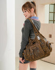 Vintage Y2K Studded Multi-Pocket Hobo Shoulder Bag