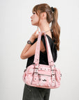 Vintage Multi-Pocket PU Bowling Shoulder Bag